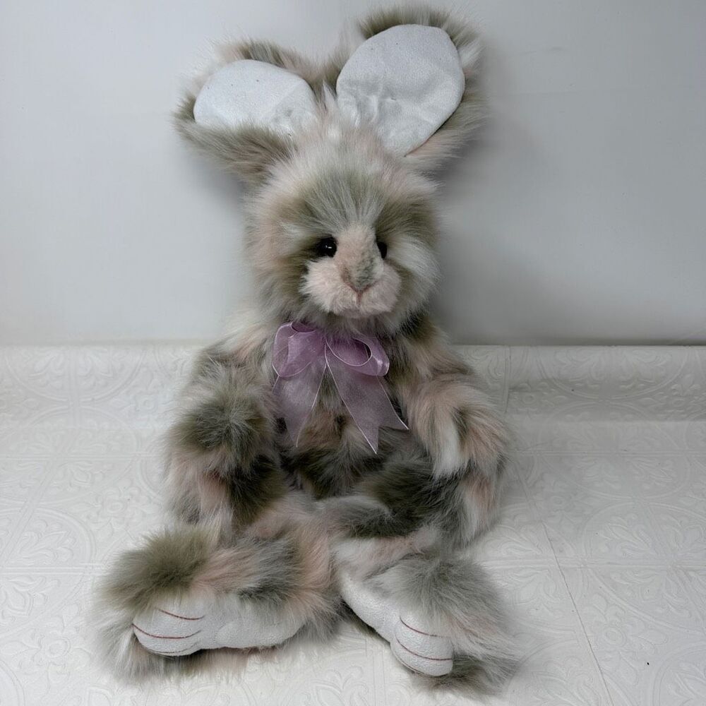 Charlie Bears Taupe White Gum Drop Soft Sweet Bunny Rabbit Stuffed Animal NWT